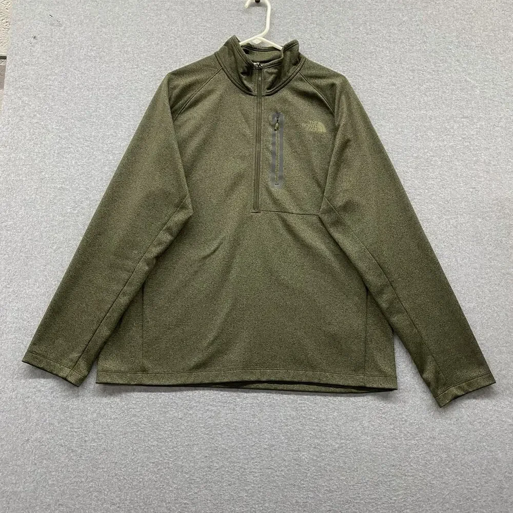 The North Face Mens Jacket XL Green Heather 1/4 Zip Pullover Fleece Gorpcore